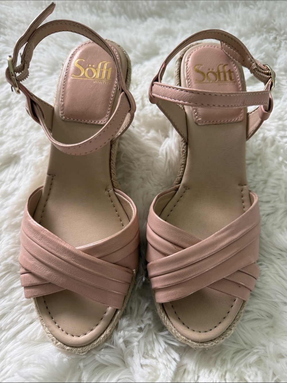 Pink Espadrille Sofft Wedge Sandals